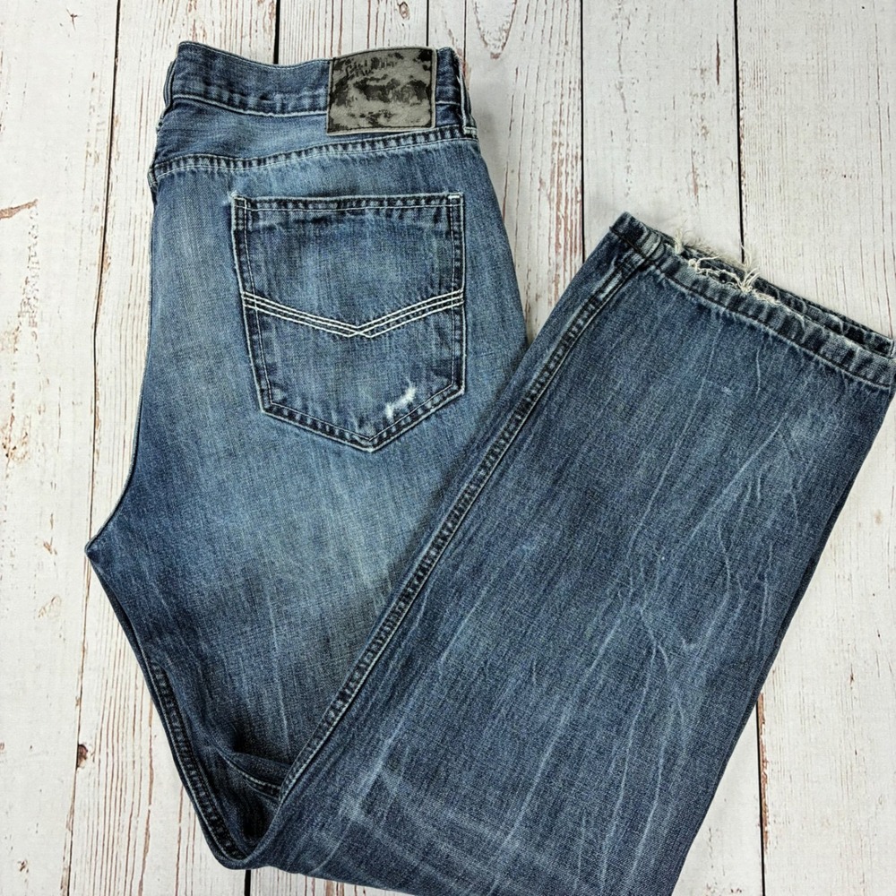 Ecko Unltd Mens Distressed Straight Leg Jeans Blue Medium Wash 36x32